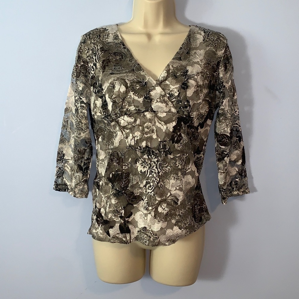 Alfani Black and Gray Lace babydoll Y2K fairy top blouse size medium